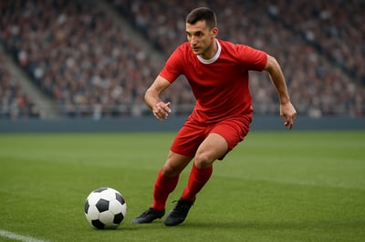 Soccer player dribbling on the field Soccer player dribbling on the field